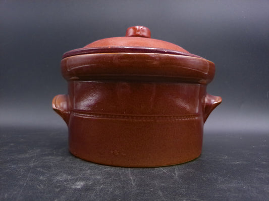 Pottery Vintage Orange Brown Glaze Ceramic Dish With Lid Vintage '70s Pearsons of Chesterfield Stoneware