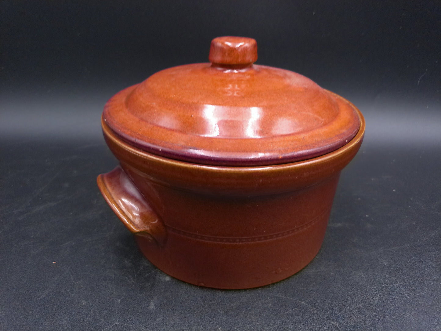 Pottery Vintage Orange Brown Glaze Ceramic Dish With Lid Vintage '70s Pearsons of Chesterfield Stoneware