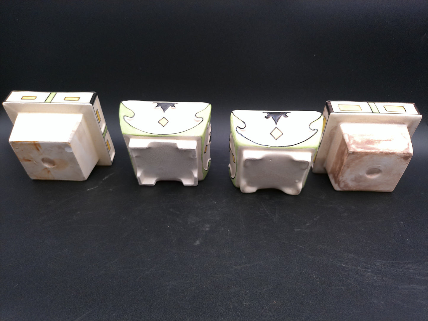 Pottery Planters Square Design and Stackable Vintage Lot of 2 Vintage by Daniel Johnston