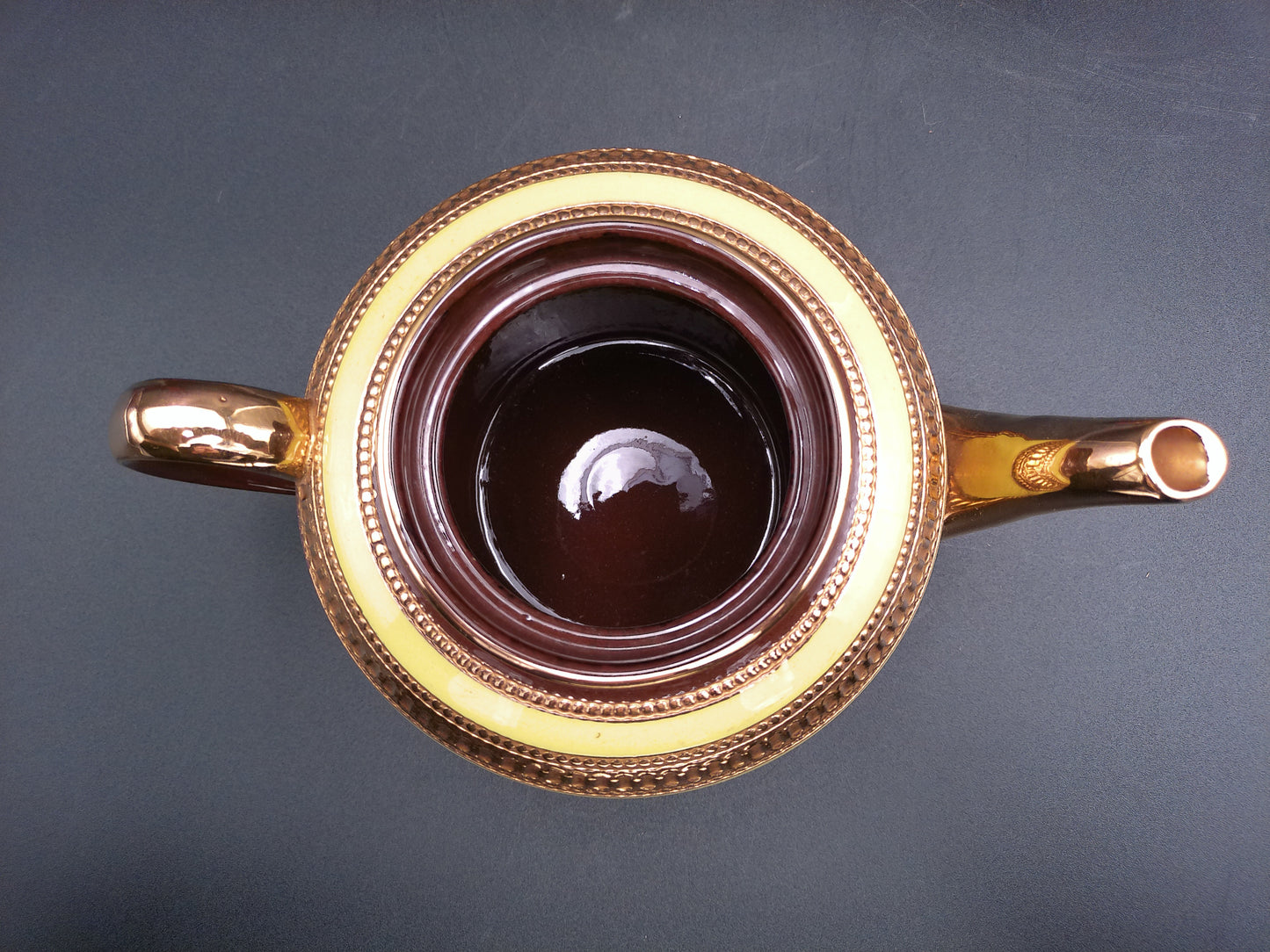 Pottery Made by Sadler in England Teapot  Brown Pink and Gold Stafford England