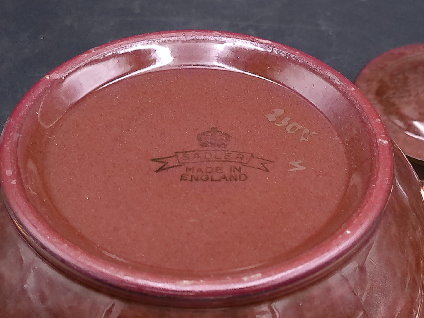 Pottery Made by Sadler in England Teapot  Brown Pink and Gold Stafford England
