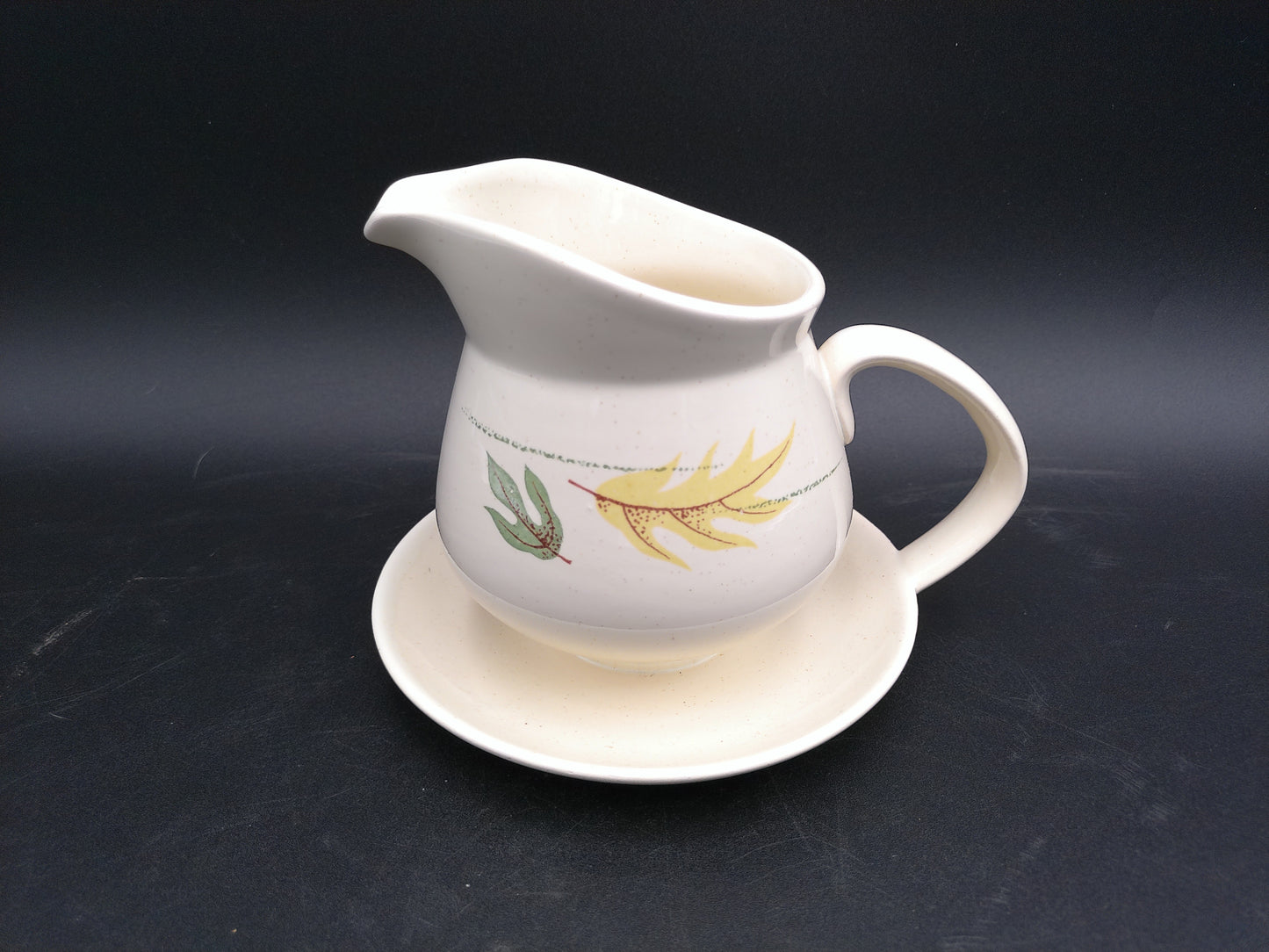 Franciscan Autumn Leaves Earthenware Gravy Boat w/ Attached Under Plate