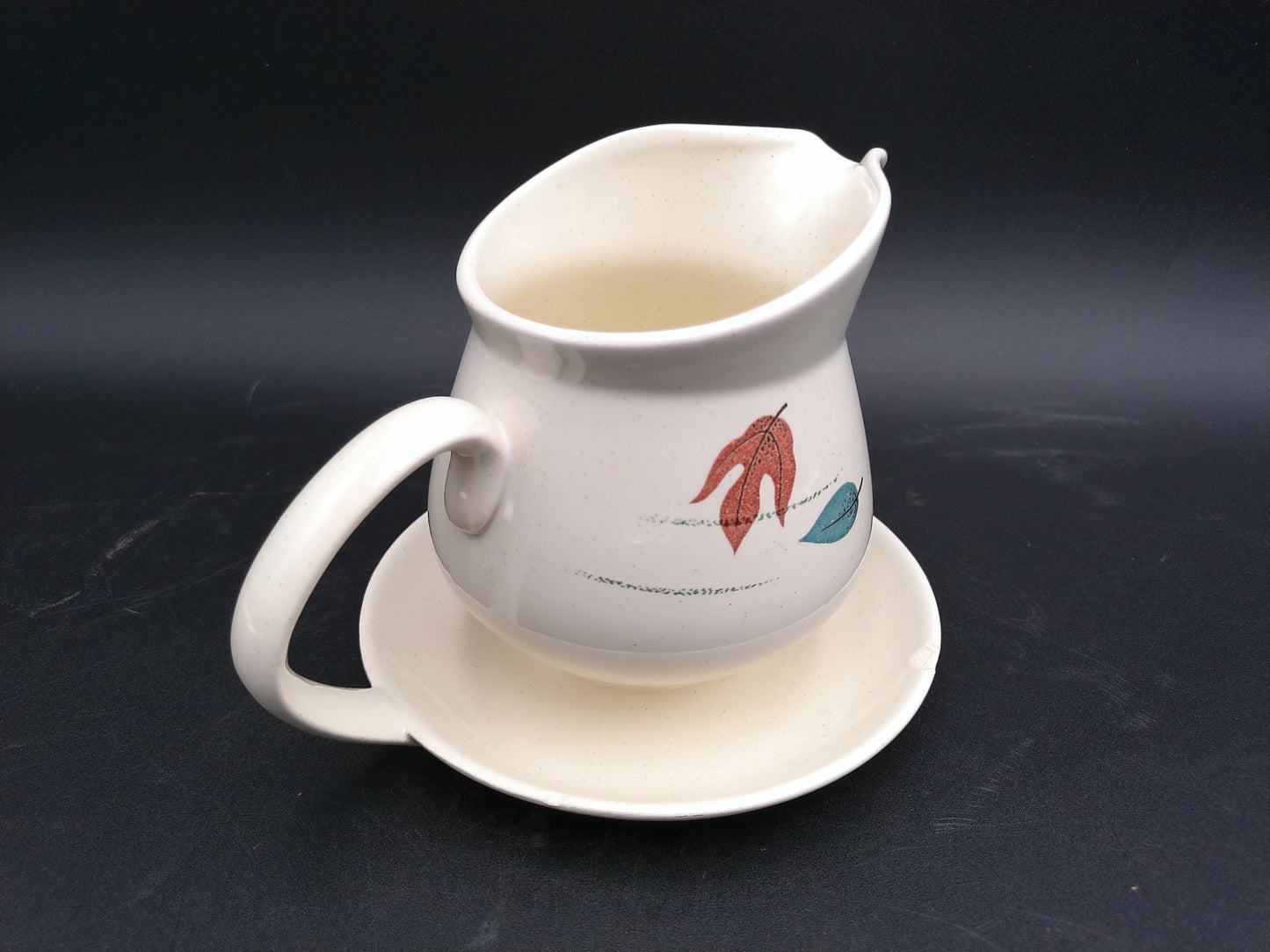 Franciscan Autumn Leaves Earthenware Gravy Boat w/ Attached Under Plate