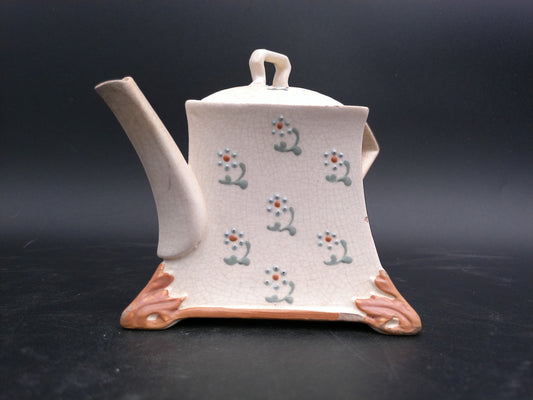 Pottery Teapot square design Vintage