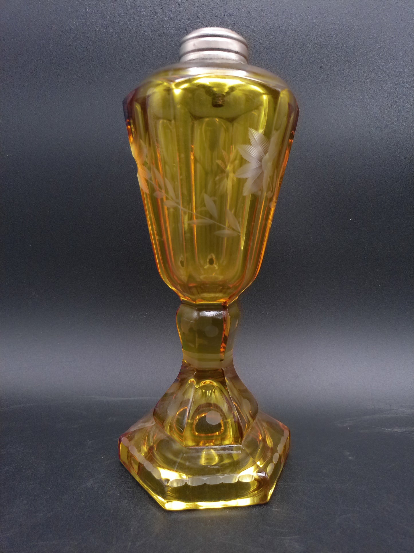 Oil Lamp Amber Color Vintage 1900s