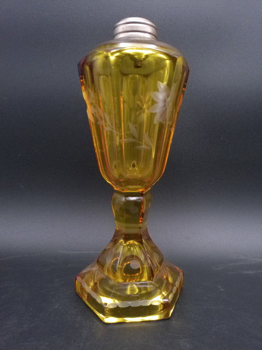 Oil Lamp Amber Color Vintage 1900s
