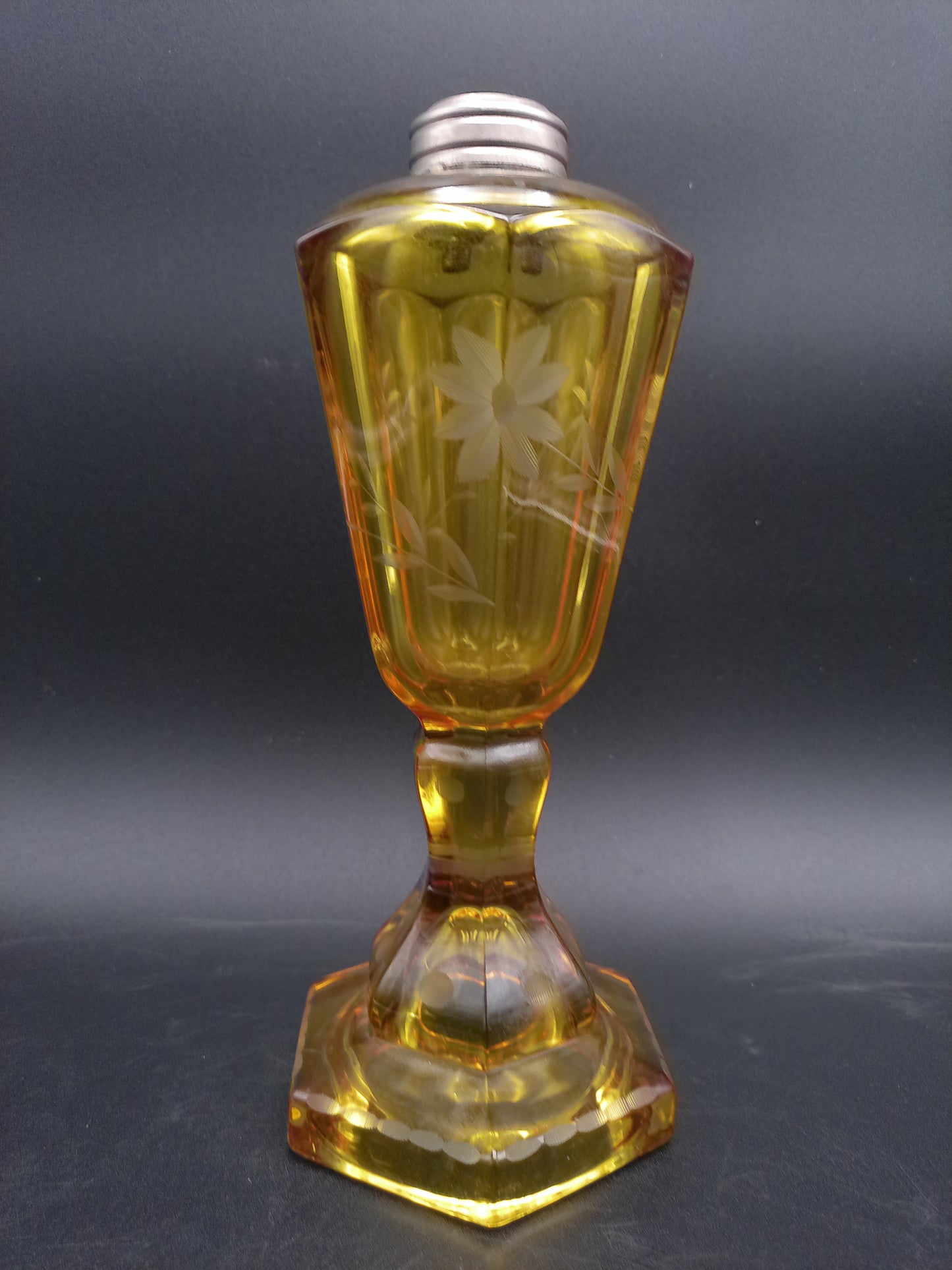Oil Lamp Amber Color Vintage 1900s