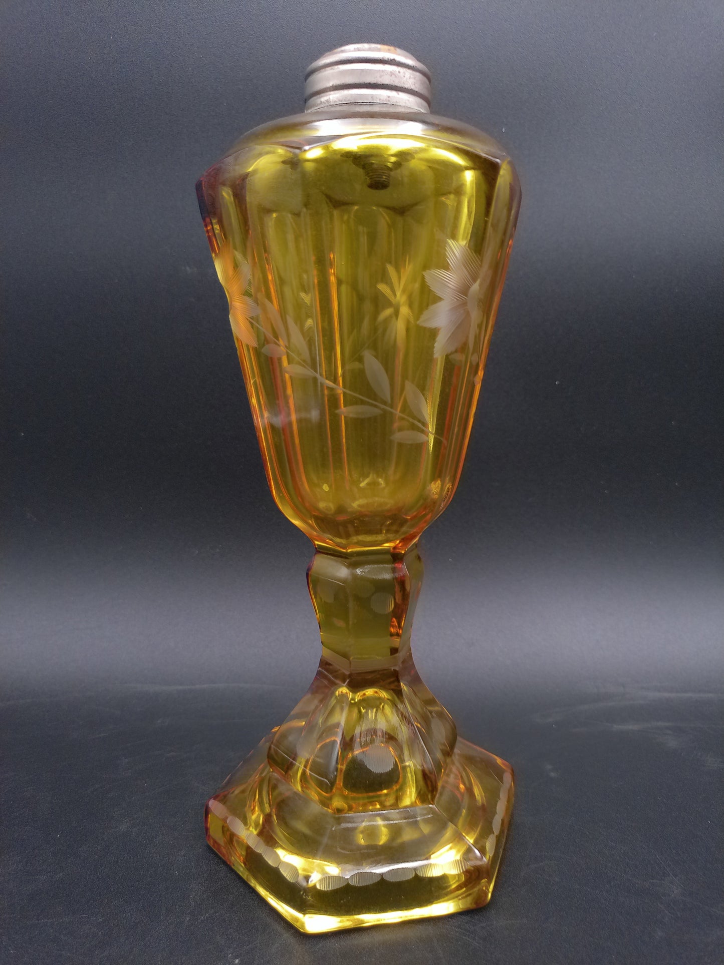 Oil Lamp Amber Color Vintage 1900s