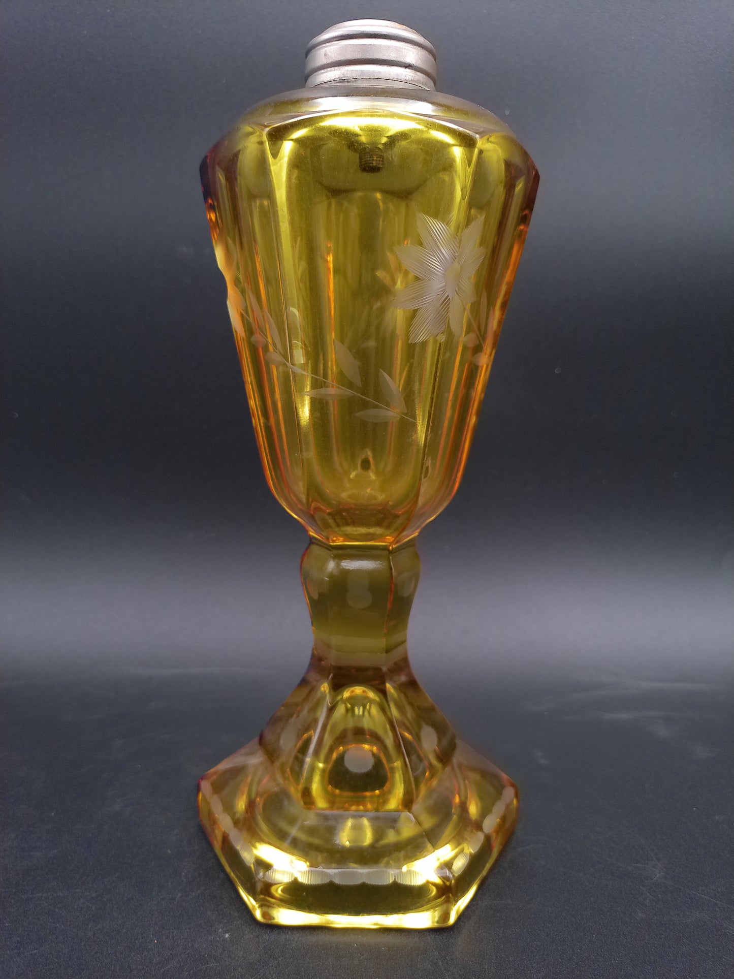 Oil Lamp Amber Color Vintage 1900s