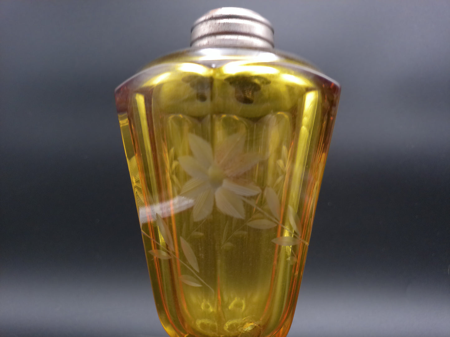 Oil Lamp Amber Color Vintage 1900s