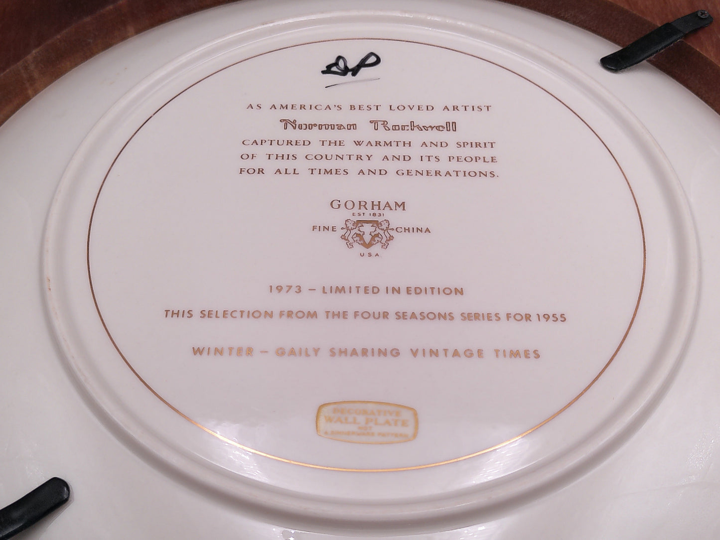 Norman Rockwell 1973 Limited Ed. "Four Seasons Ser and all Fondly We Do Remember plate