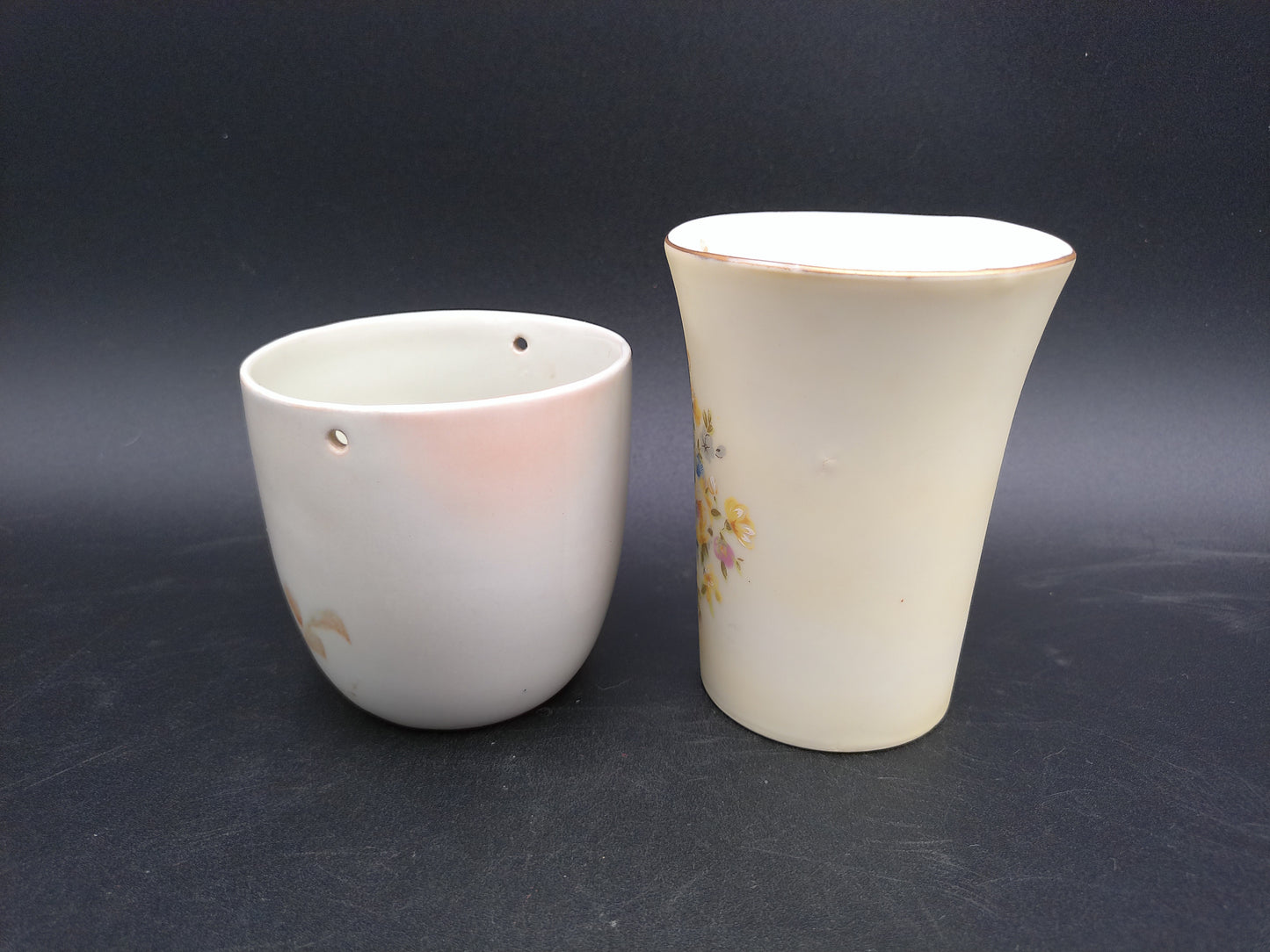 Lefton Pale Green Yellow Flowered Vanity  Drinking Cup and Cherry  Blossom Cup