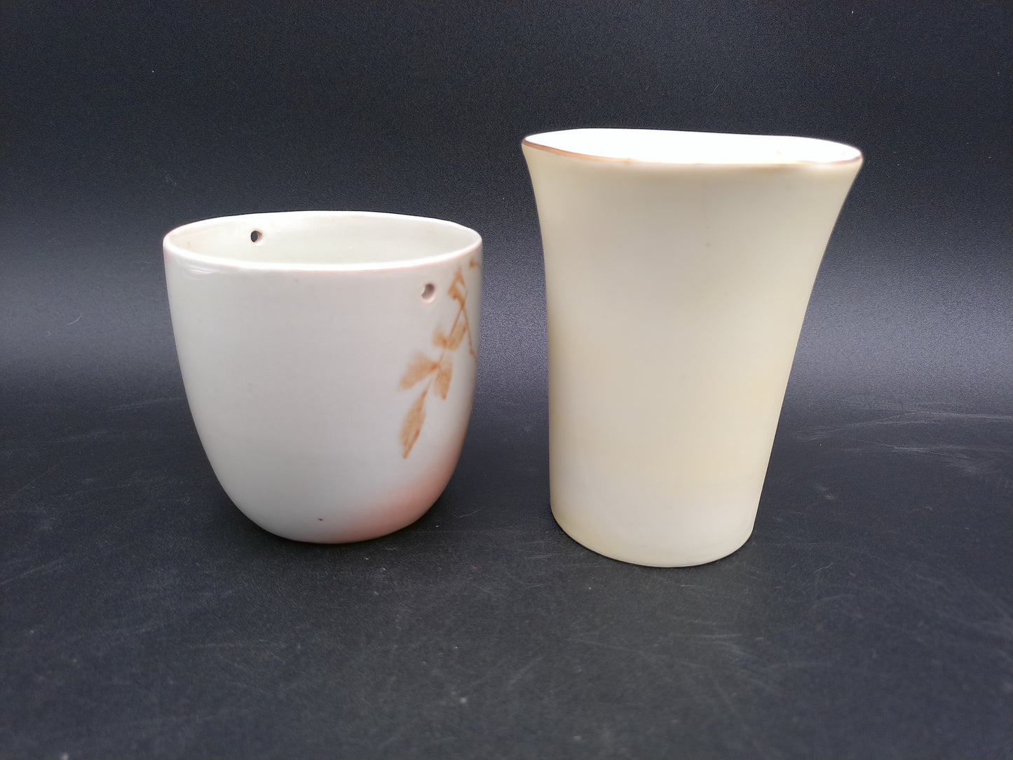Lefton Pale Green Yellow Flowered Vanity  Drinking Cup and Cherry  Blossom Cup