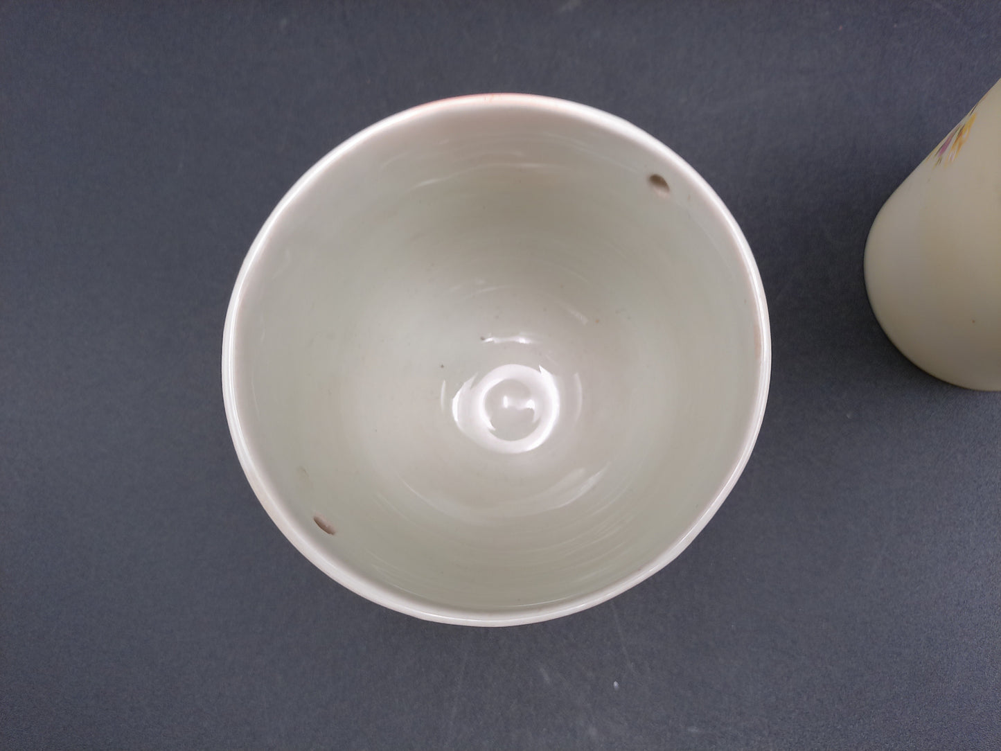 Lefton Pale Green Yellow Flowered Vanity  Drinking Cup and Cherry  Blossom Cup