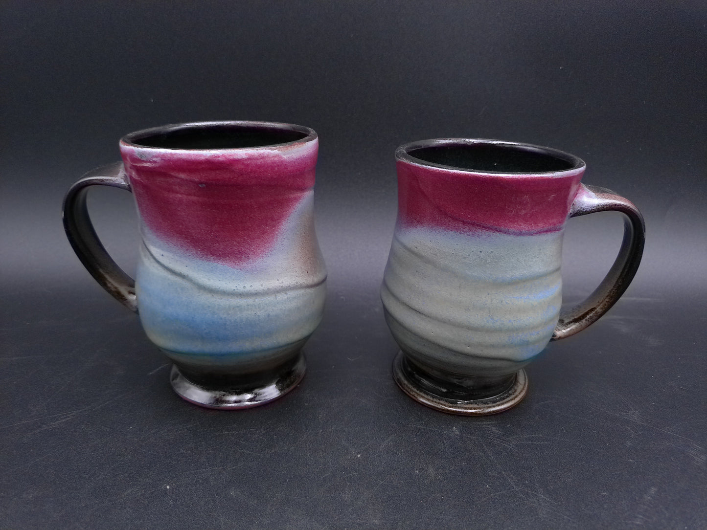 Moonfire Art Pottery Drip Glaze Multicolored Coffee Tea Mug lot of 2