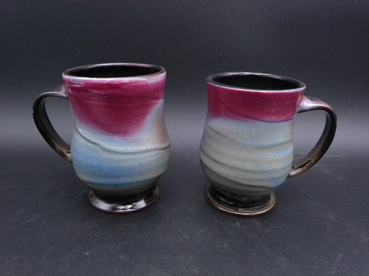 Moonfire Art Pottery Drip Glaze Multicolored Coffee Tea Mug lot of 2