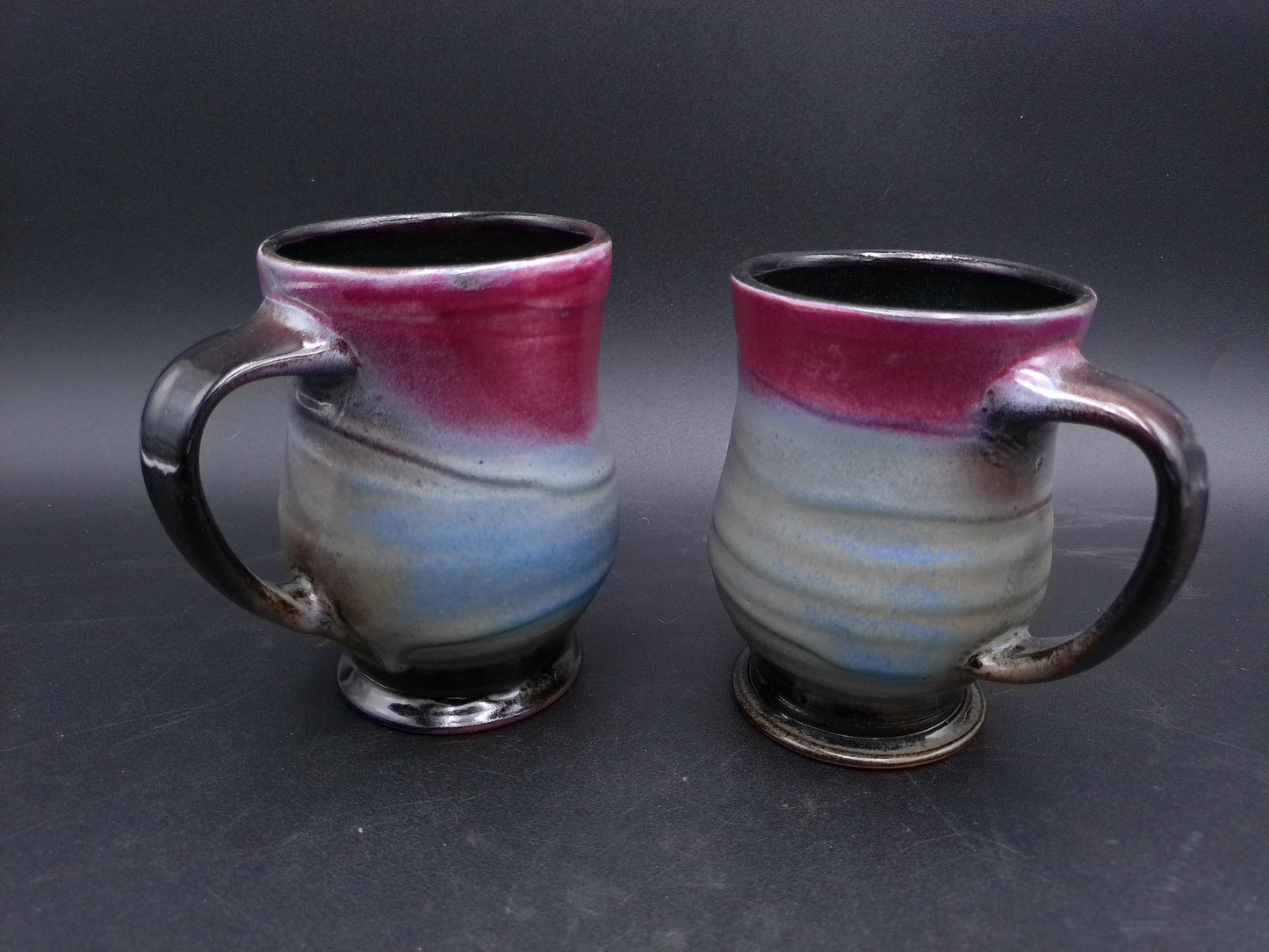 Moonfire Art Pottery Drip Glaze Multicolored Coffee Tea Mug lot of 2