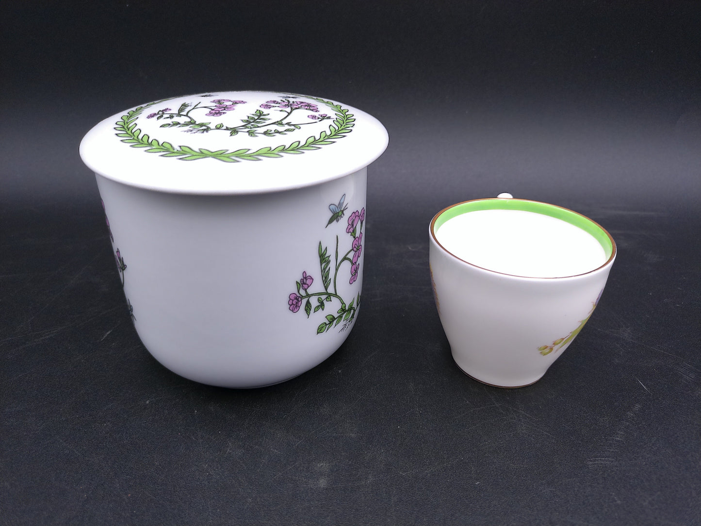 China Infuser Porcelain Tea Cup Mug Floral and Royal Doulton Glamis Thhistle Pattern cup
