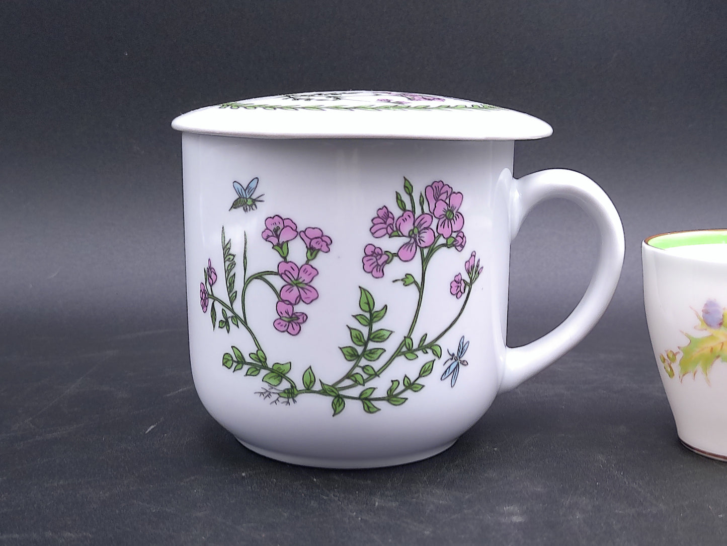 China Infuser Porcelain Tea Cup Mug Floral and Royal Doulton Glamis Thhistle Pattern cup
