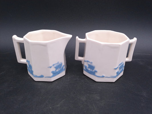 Rockwood Pottary Blue Sailing Ship  M-11 Pattern Creamer