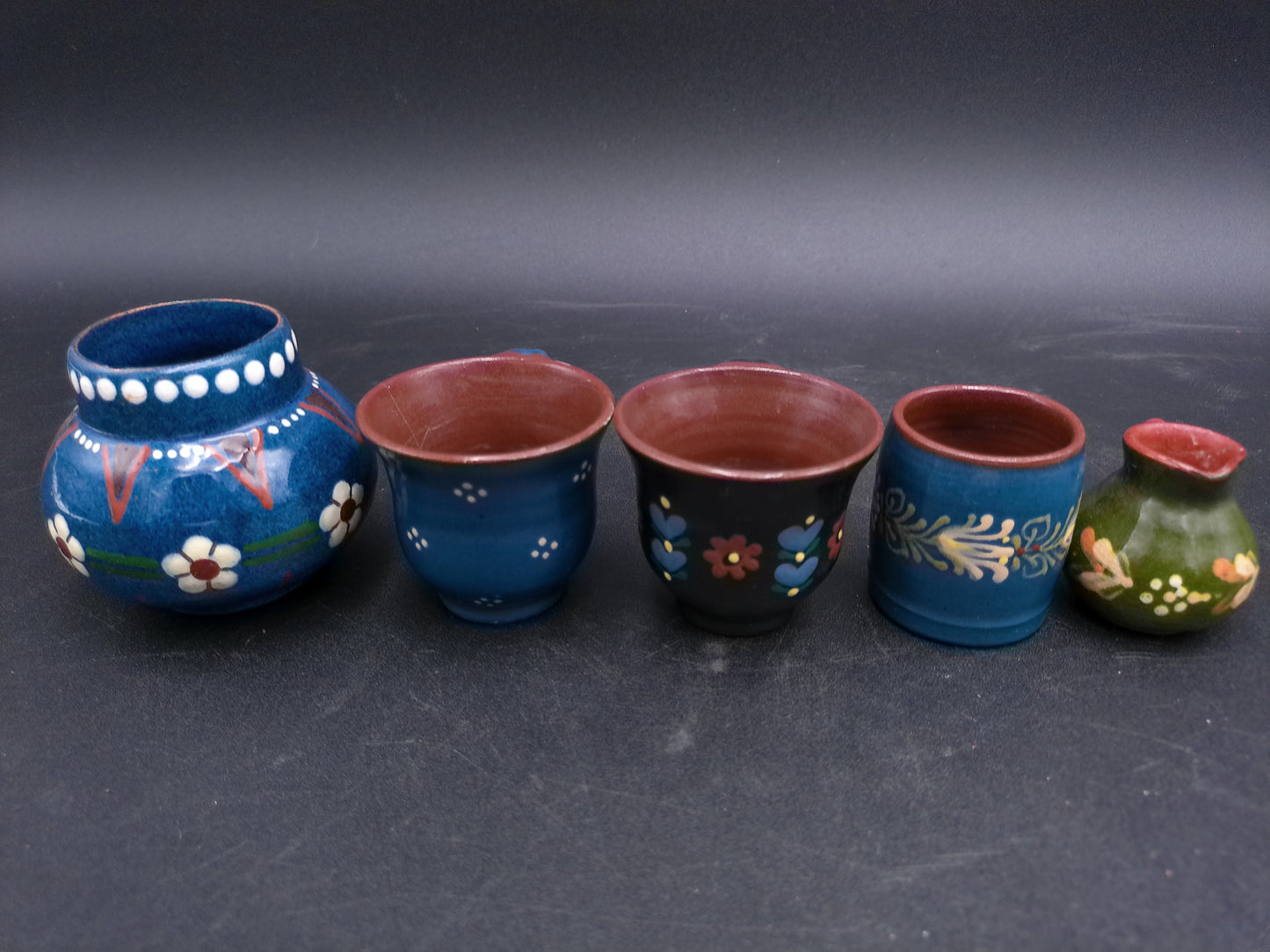 Coffee Mug Lot of 4 and Small Bowl Colorful some from Poland Swedish