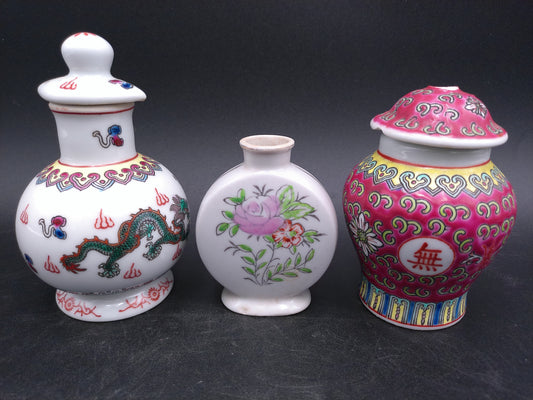 Chinese Dragon Small Perfume Tincture lot of 3 bottles Fishtail Ginger Jar