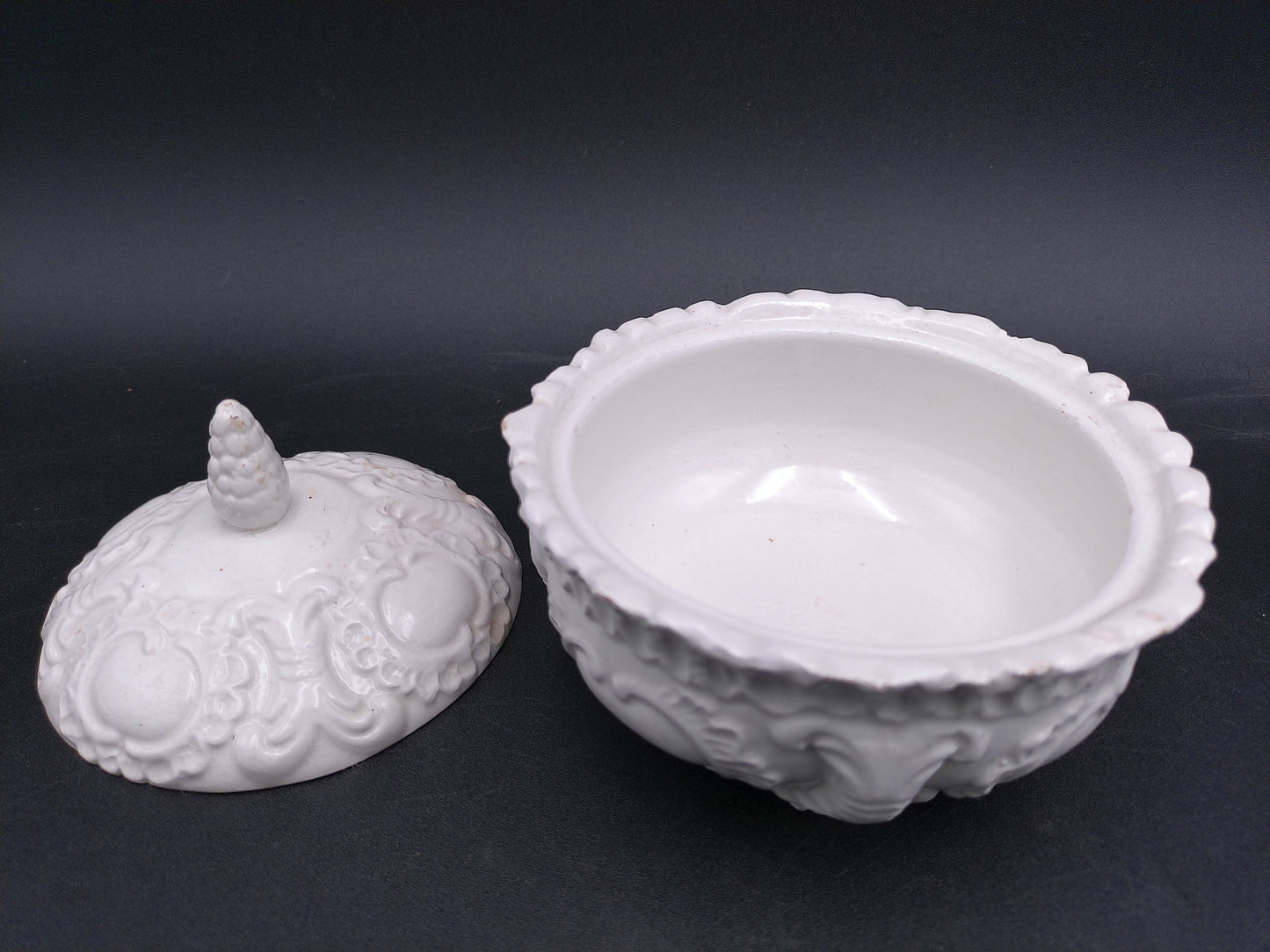Milk Glass Footed Dish Bowl With Lid  Made in Italy No. 375
