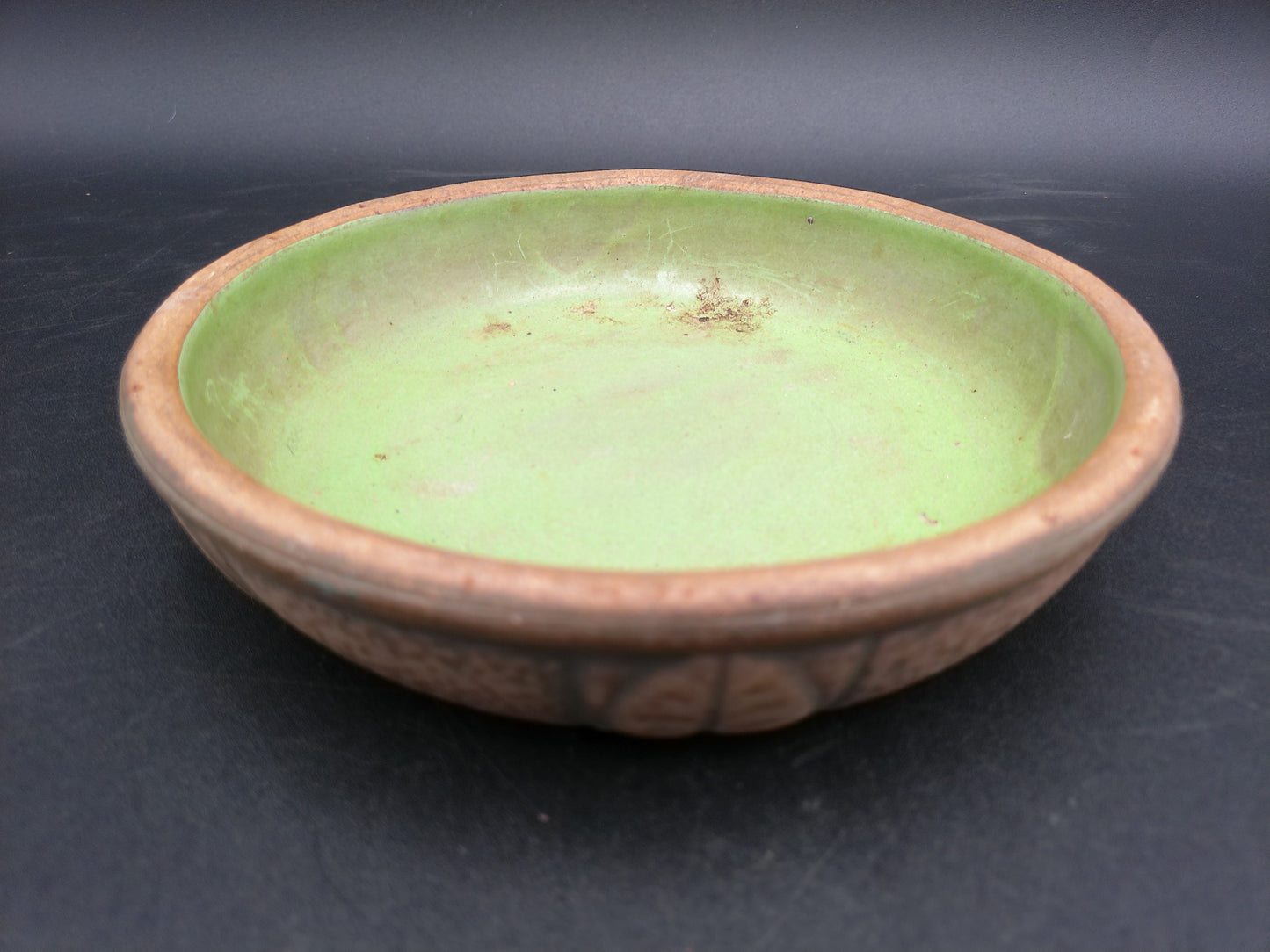 Red Wing pottery planter drip plate saucer Caladium Leaf good condition