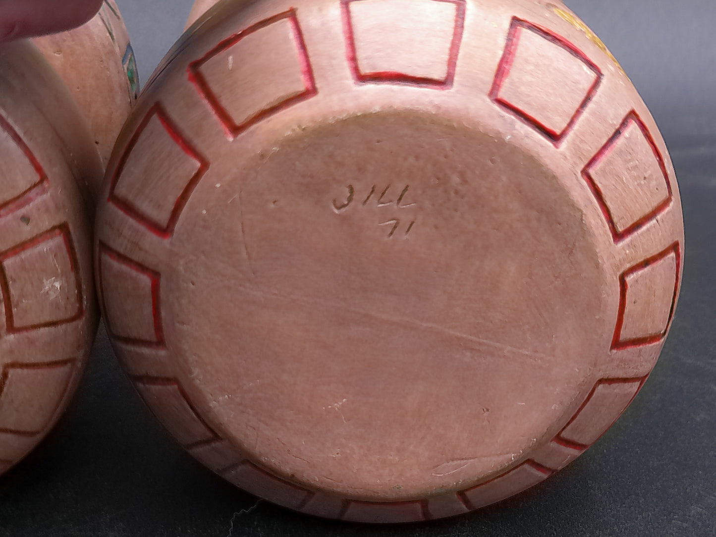 Native American Style Small Pottery qty 2 Vase Pot Candle holder  Artist Signed