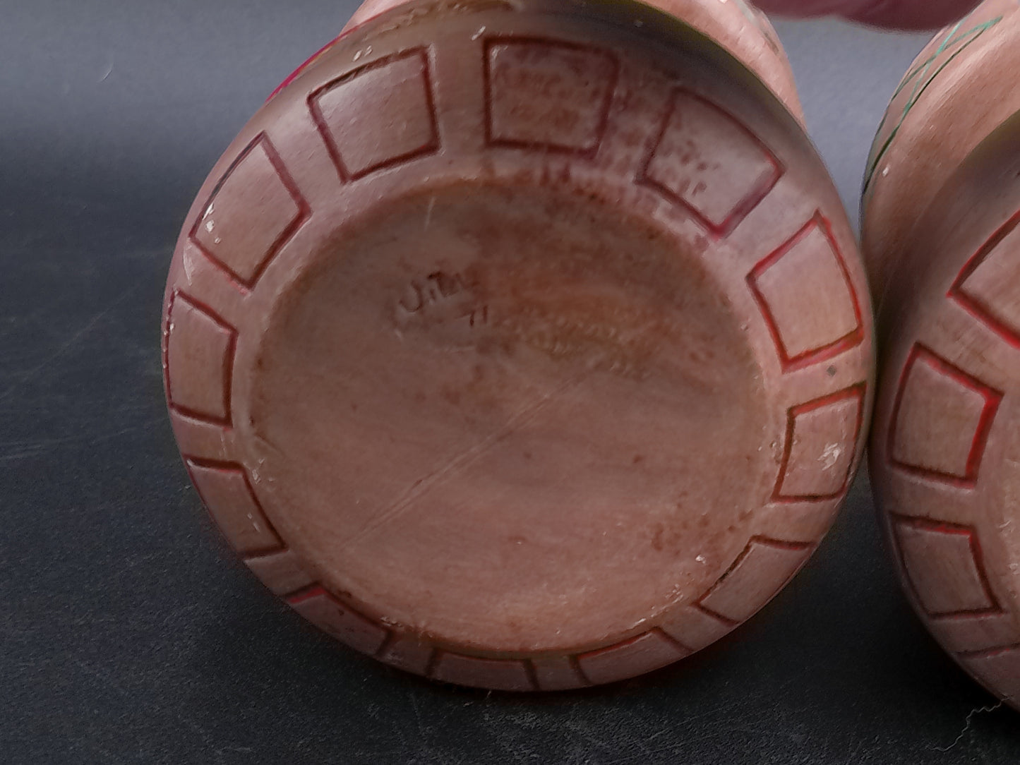 Native American Style Small Pottery qty 2 Vase Pot Candle holder  Artist Signed