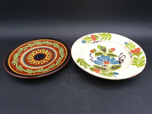 Pottery  two Decorative Wall Plates Vintage