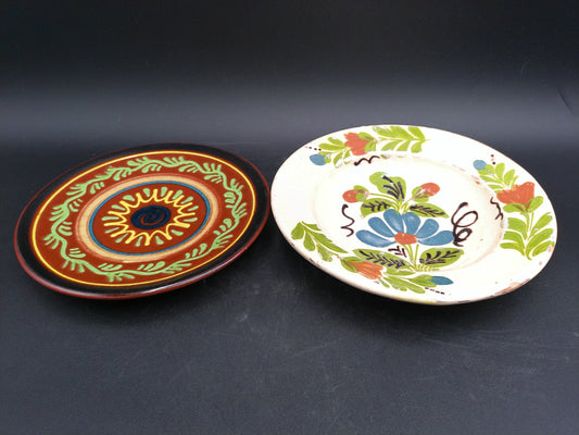 Pottery  two Decorative Wall Plates Vintage