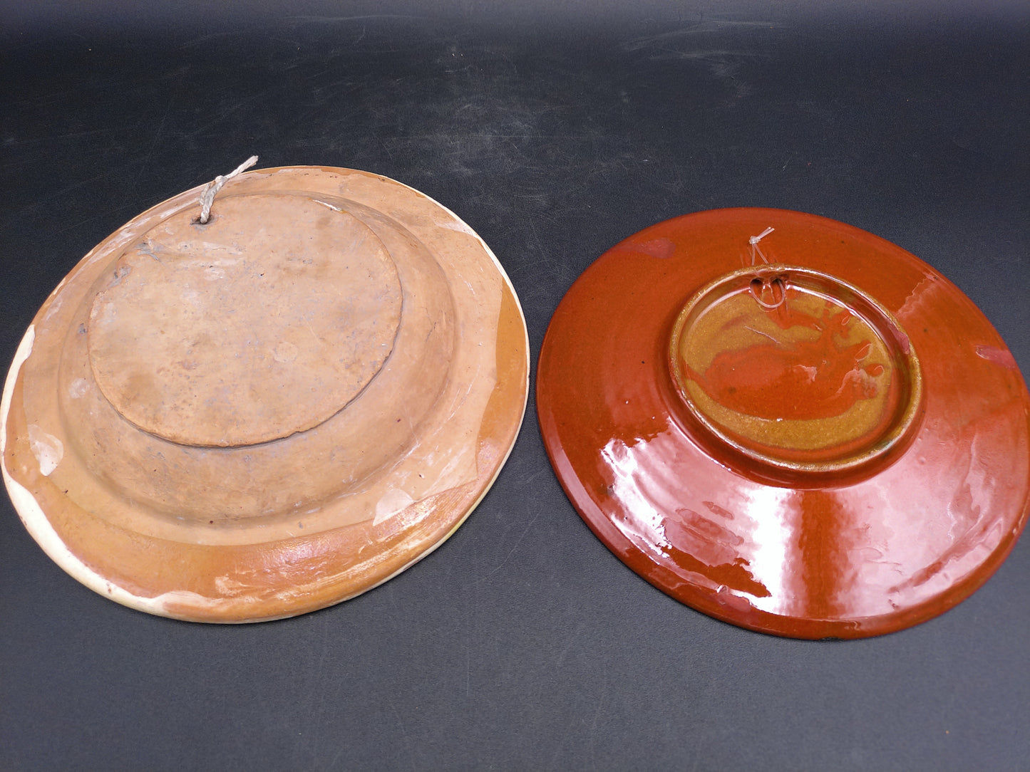 Pottery  two Decorative Wall Plates Vintage