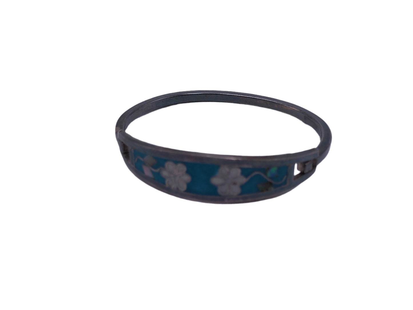 Mexican Silver and blue flower Child Bracelet Vintage