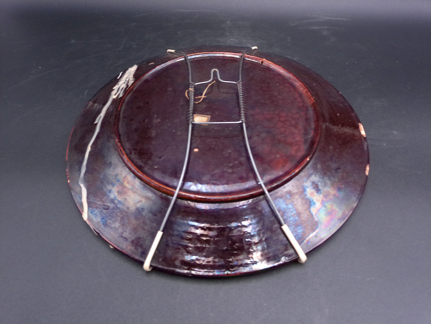 Hand Painted Enamel On Wire Hanging Plate Floral Design