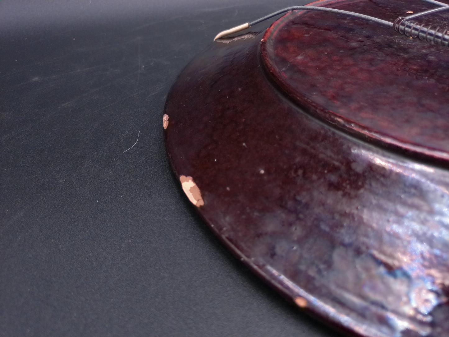 Hand Painted Enamel On Wire Hanging Plate Floral Design