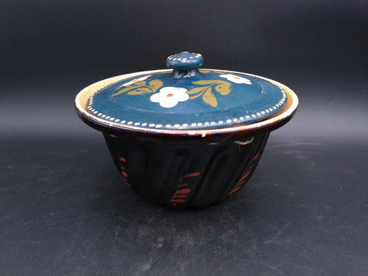 Hand Painted Enamel French Pottery Jelly or Cake Mold