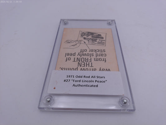 Odd Rods #72 Ford Lincoln Peace Trading Card Authenticated 1971