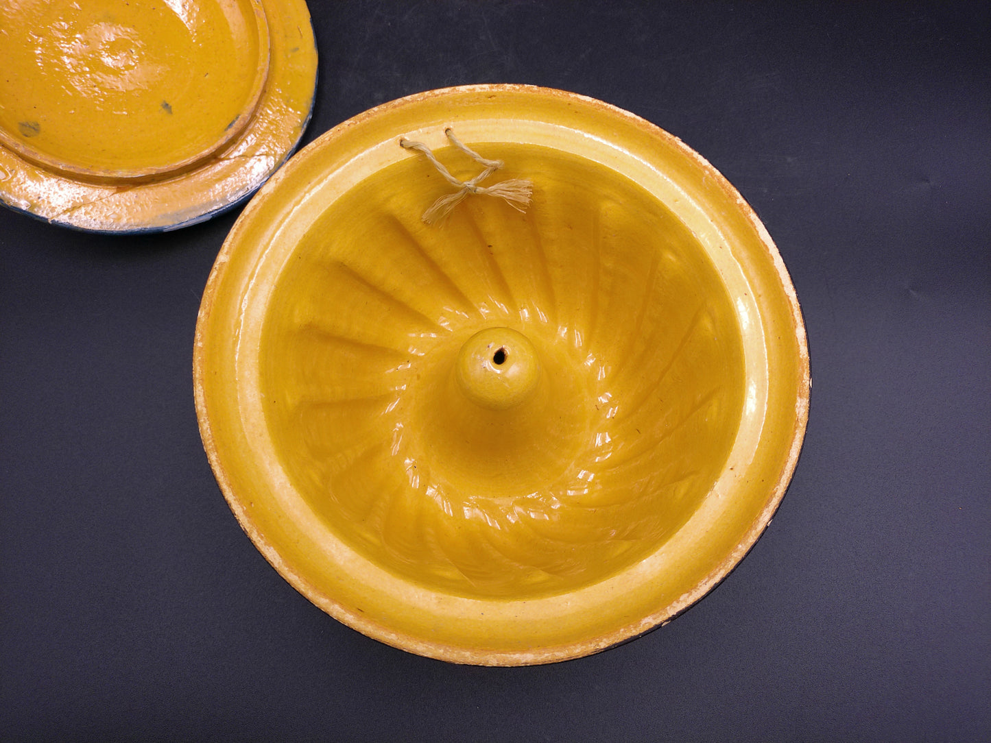 Hand Painted Enamel French Pottery Jelly or Cake Mold