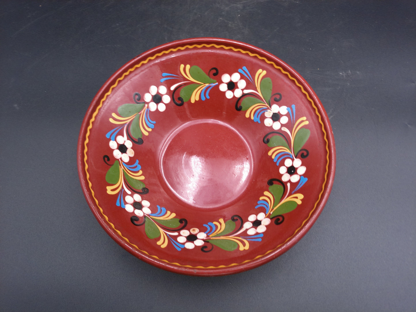 Hand Painted  Decorative Floral Wall Plate Likely French Design