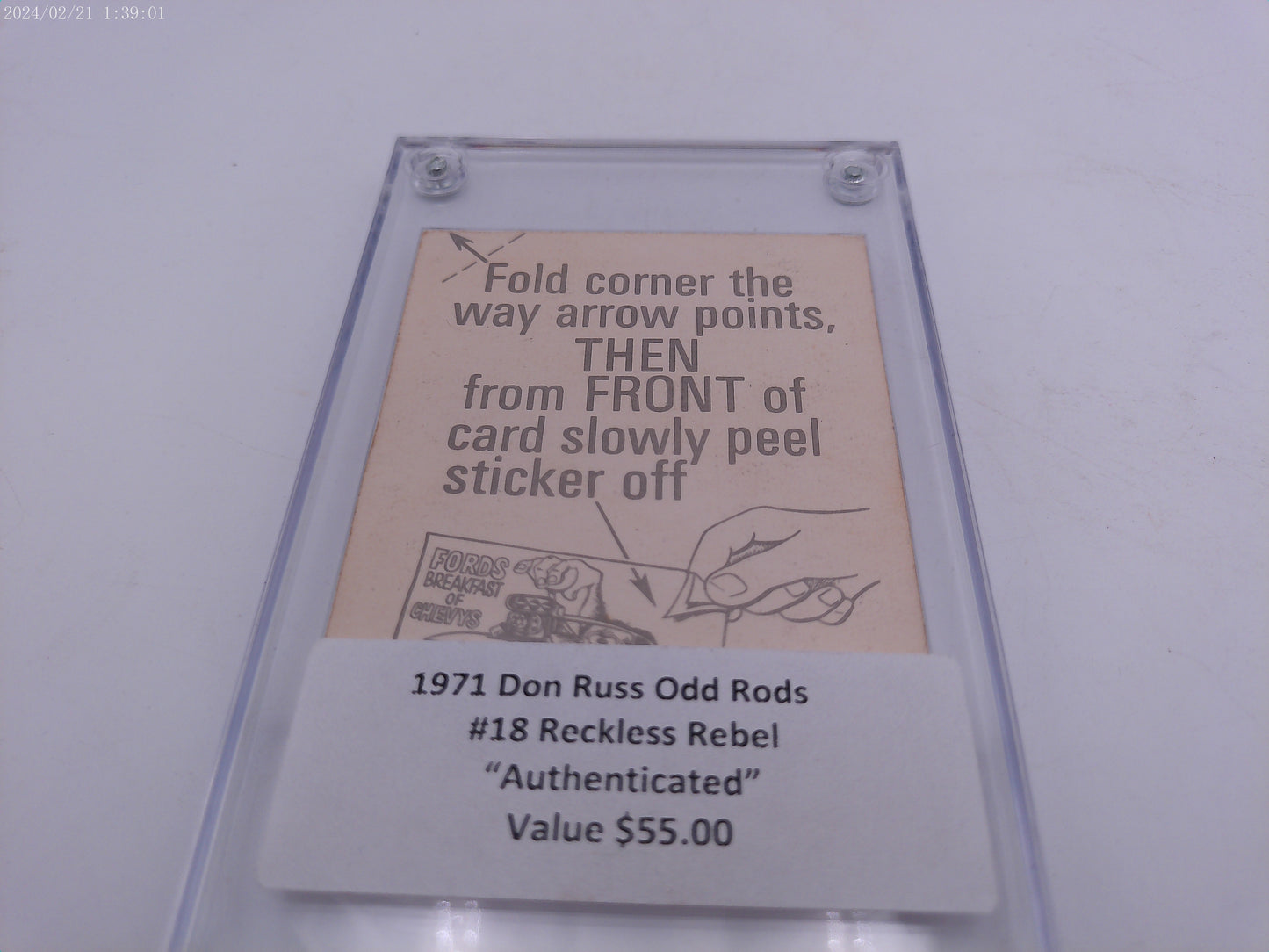 Odd Rods All Stars #18 Reckless Rebel Trading Card Authenticated  1971