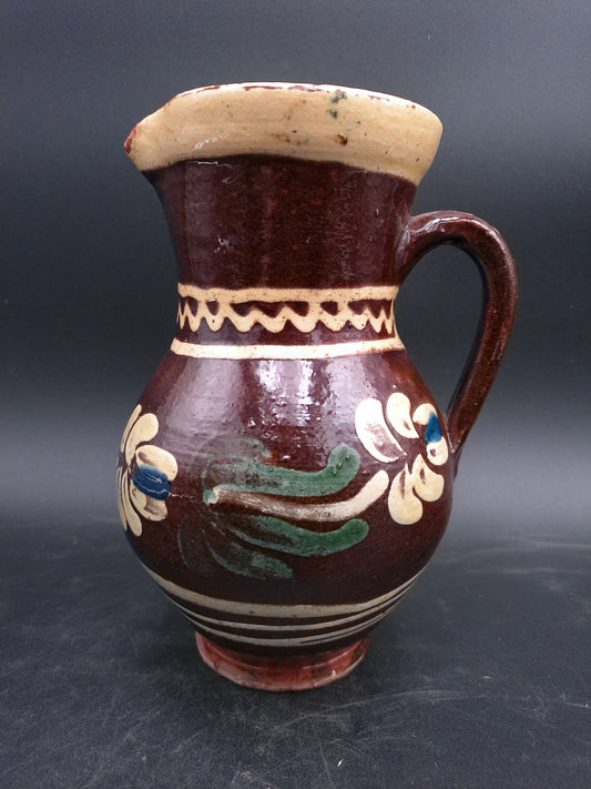 Hand Painted Jug Pitcher Antique tableware Rustic decor Clay