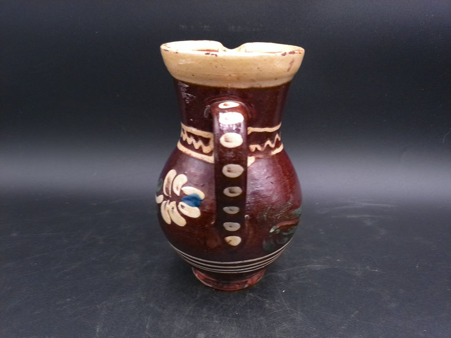 Hand Painted Jug Pitcher Antique tableware Rustic decor Clay