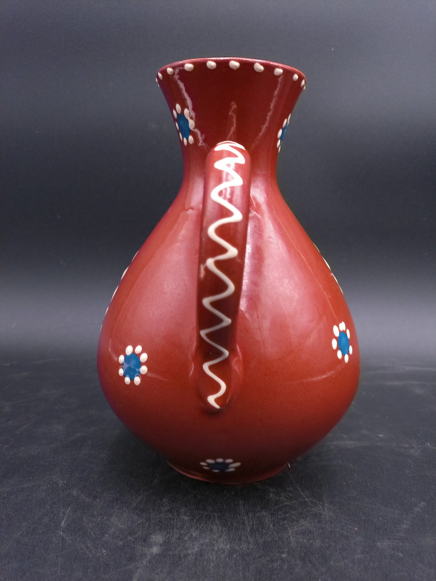 Milk Water Jug Pitcher Hand Made and Hand Painted Brown