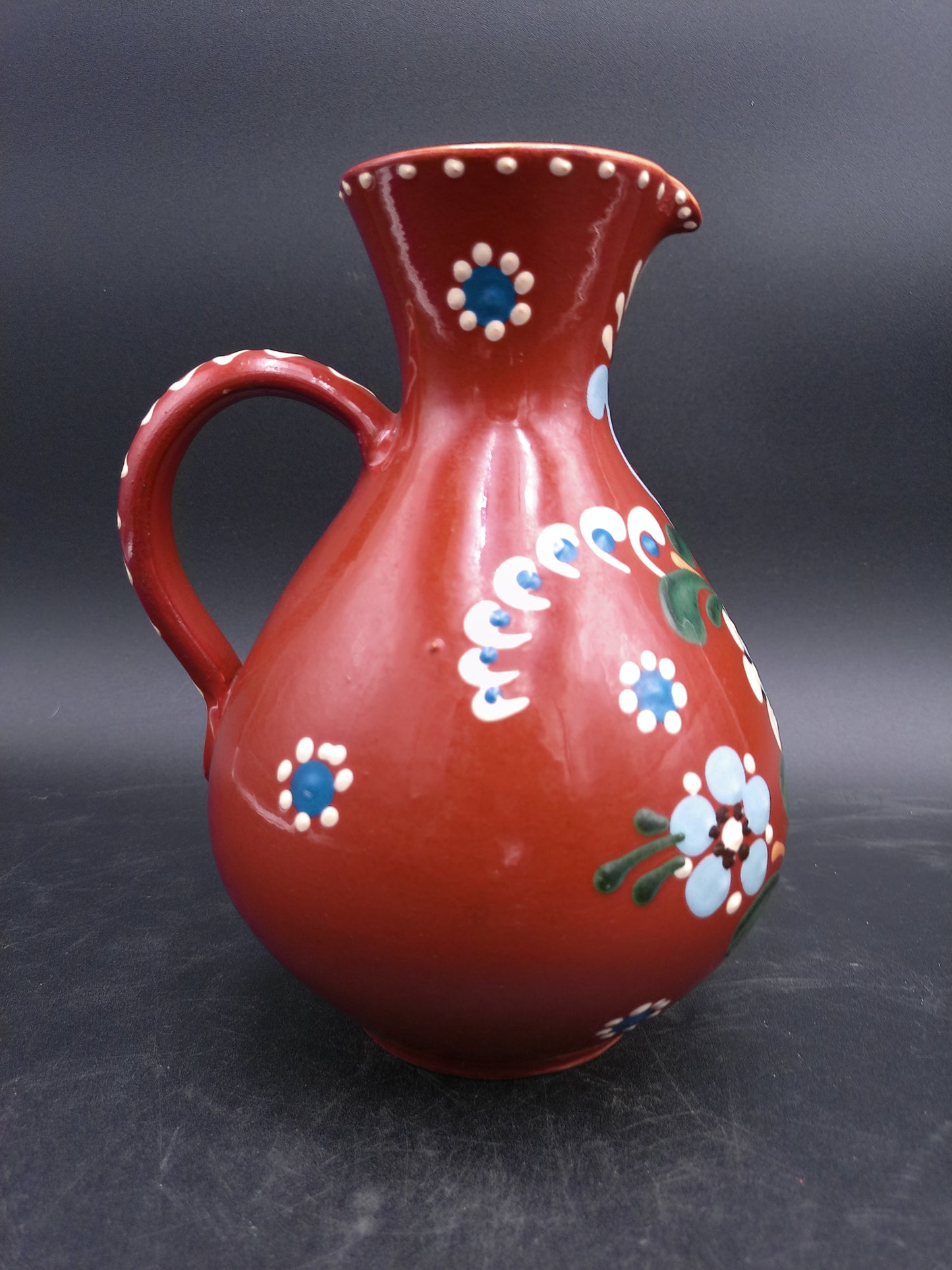 Milk Water Jug Pitcher Hand Made and Hand Painted Brown