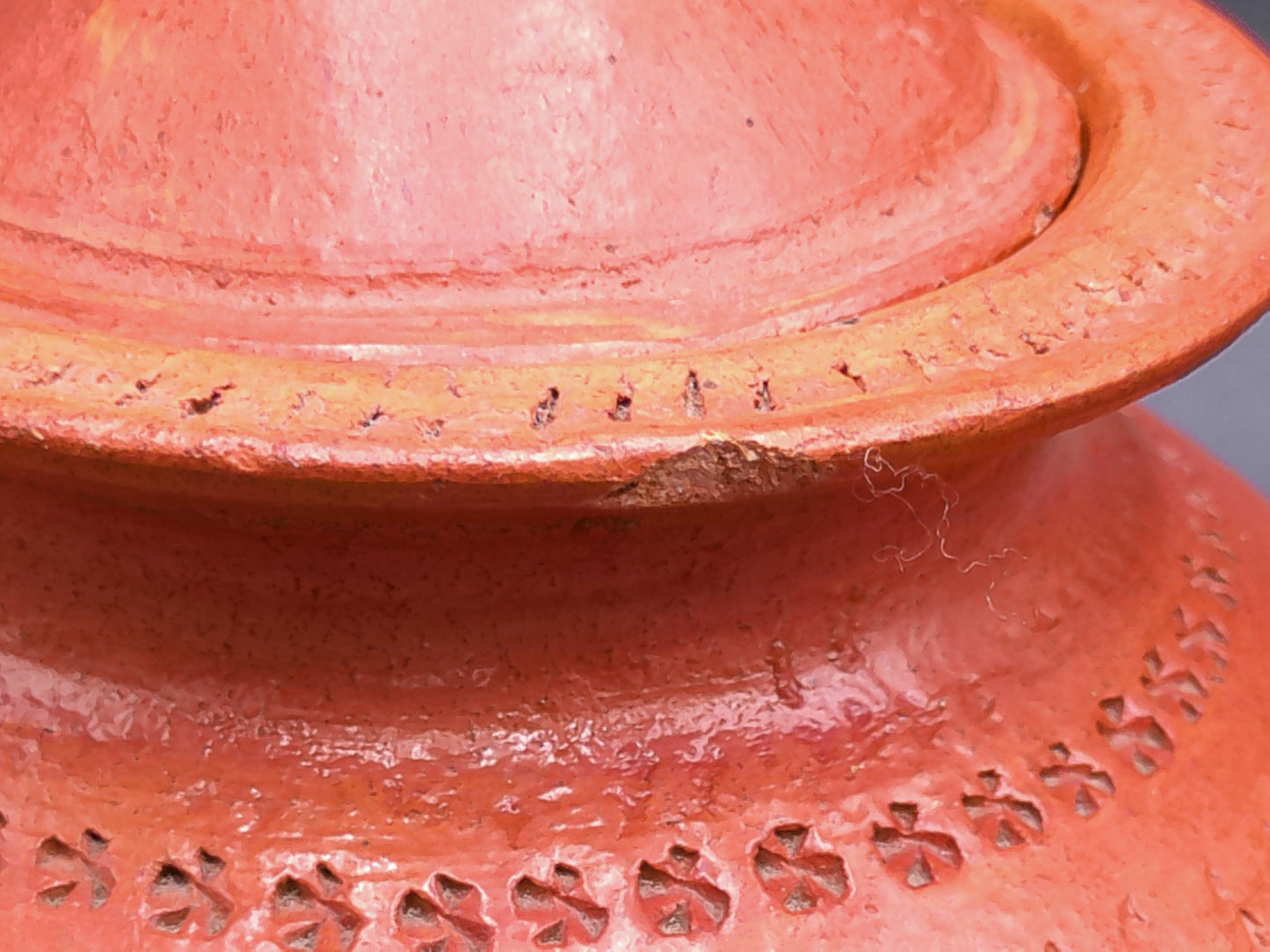 Clay Curd Pot With Lid Unique Design Pattern Antique old Rare