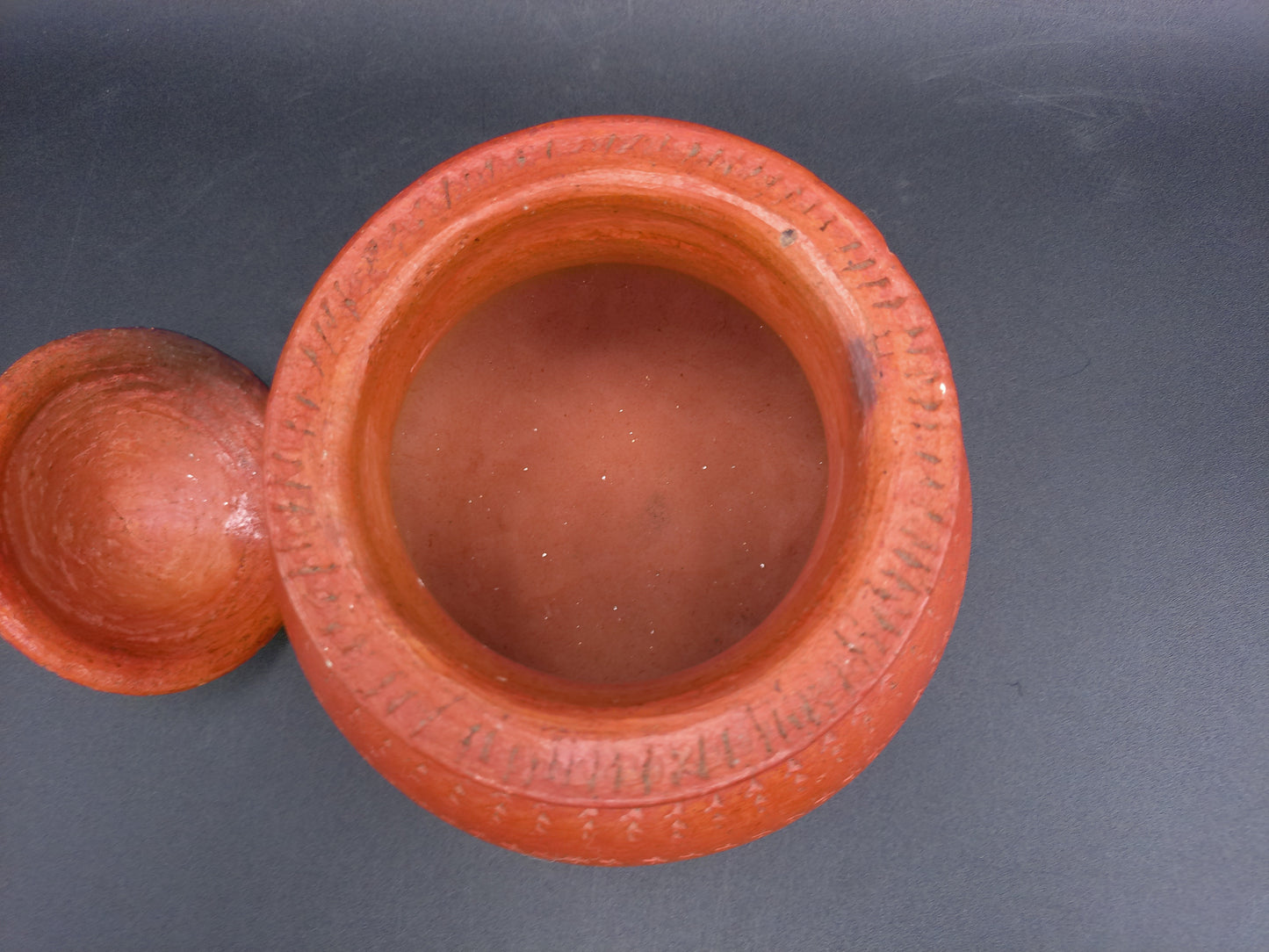 Clay Curd Pot With Lid Unique Design Pattern Antique old Rare