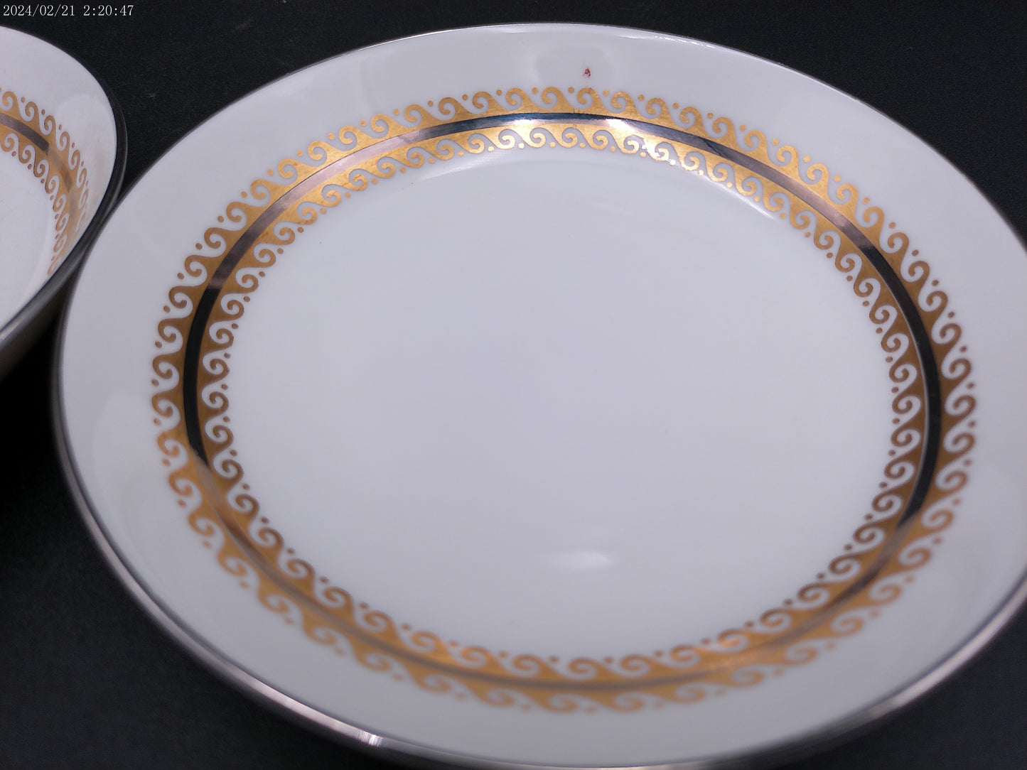 Gold Designed Plates lot of 2 unique design Vintage