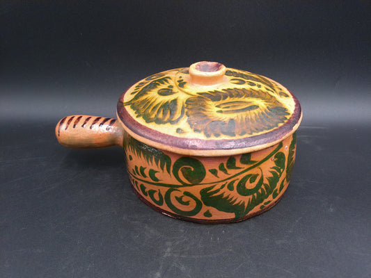 Bowl Pot With Lid Stoneware Chili Crock Pottery with Handle Vintage