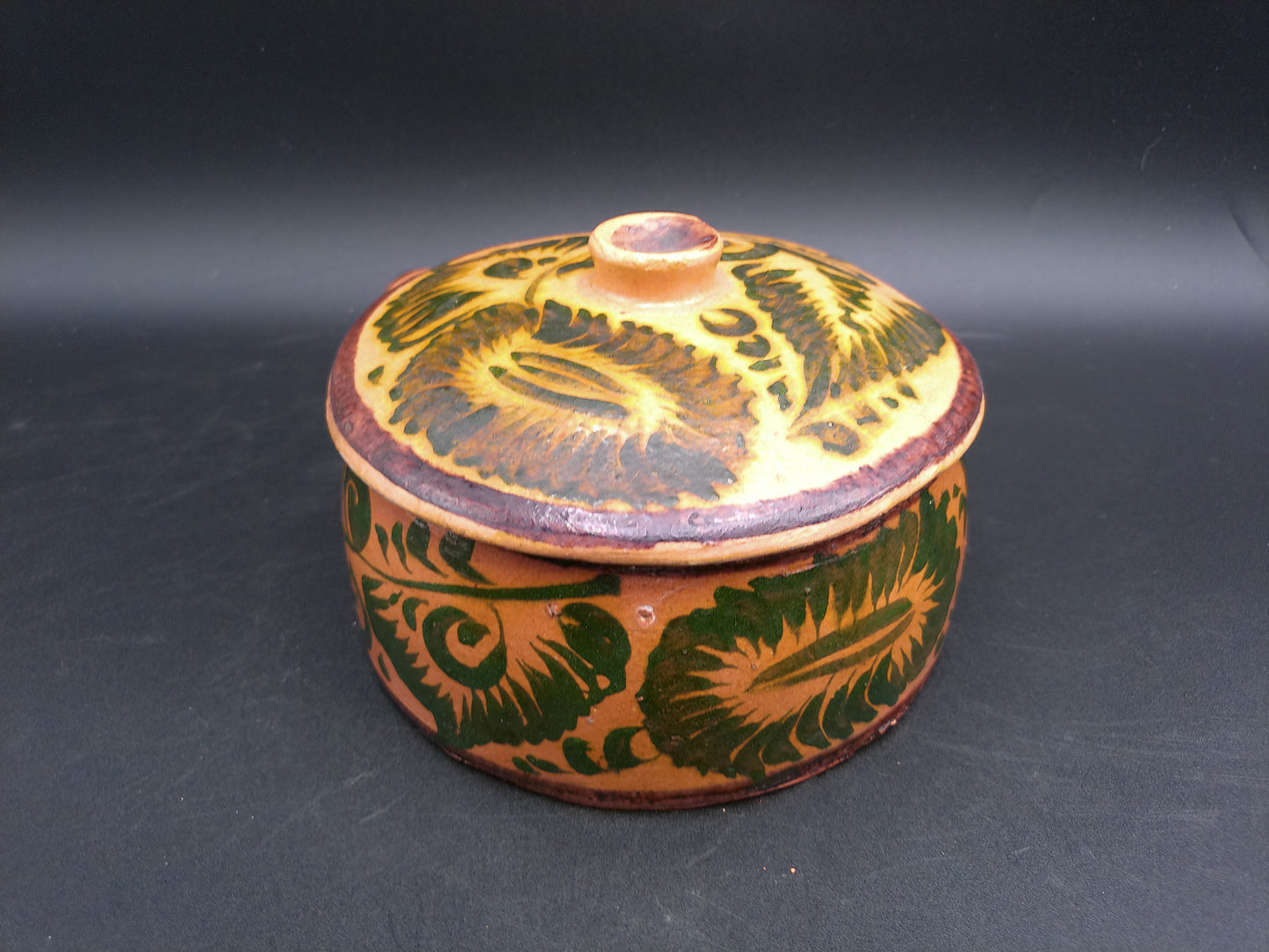 Bowl Pot With Lid Stoneware Chili Crock Pottery with Handle Vintage